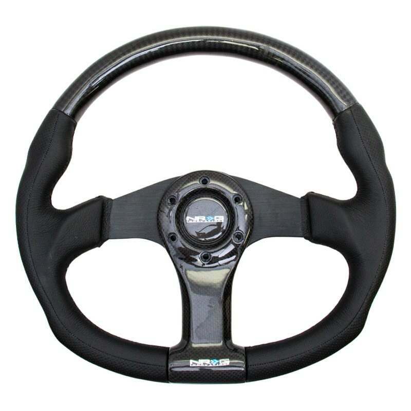 NRG CARBON FIBER STEERING WHEEL 350mm BLACK OVAL SHAPE - ST-013CFBK