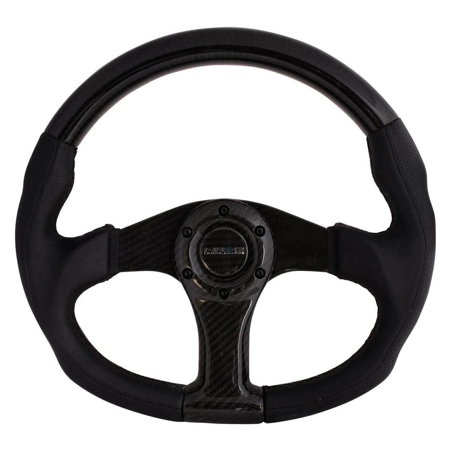 NRG CARBON FIBER STEERING WHEEL 350MM BLACK CARBON OVAL SHAPE - ST-013CFCF