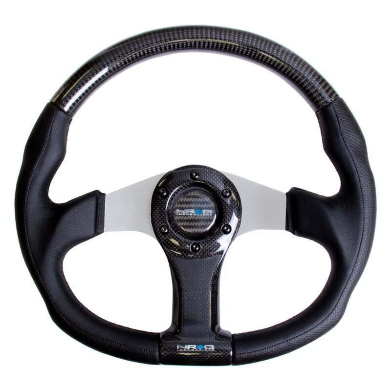 NRG CARBON FIBER STEERING WHEEL 350mm SILVER OVAL SHAPE - ST-013CFSL