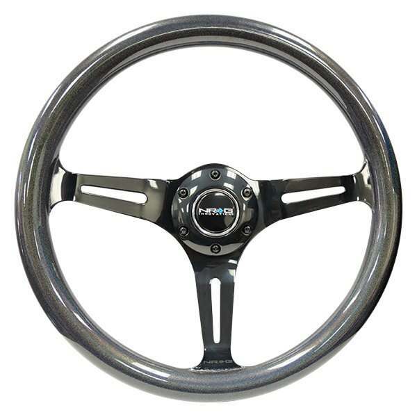 NRG "Chameleon" Classic Wood Grain Wheel- 350mm 3 Black spokes- pearlescent Paint Grip - ST-015BC-CN