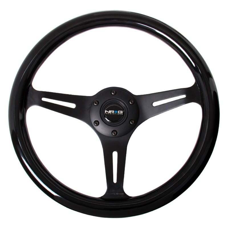 NRG Classic Wood Grain Wheel - 350mm 3 Black spokes - Black Paint Grip - ST-015BK-BK