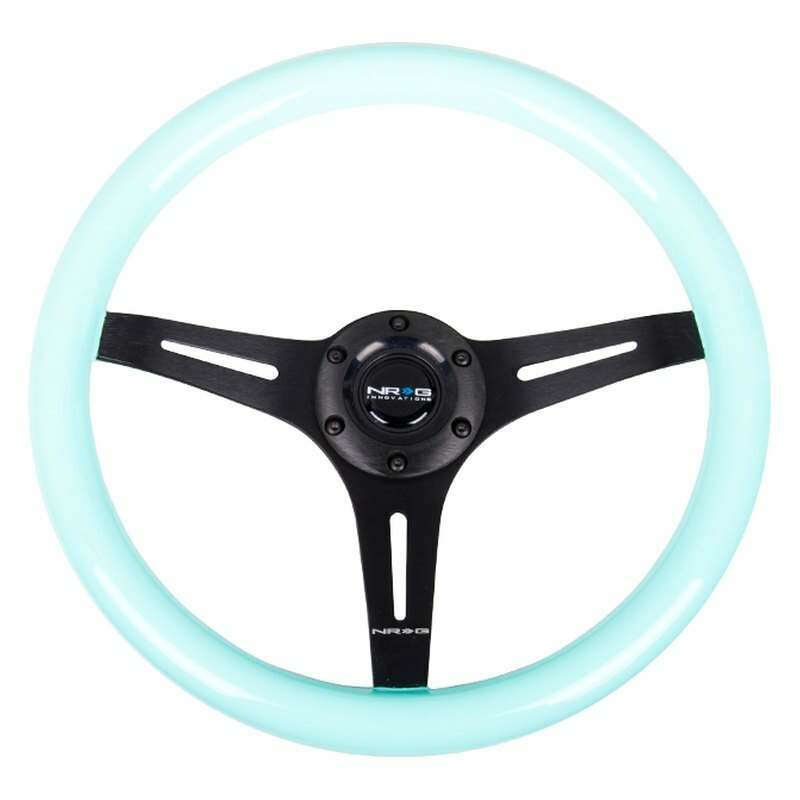NRG Classic Wood Grain Wheel, 350mm 3 black spokes-Minty Fresh Color - ST-015BK-MF
