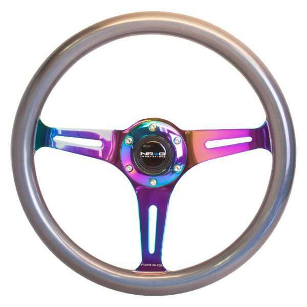 NRG Chameleon Classic Wood Grain Wheel- 350mm 3 Neochrome spokes- pearlescent Paint Grip - ST-015MC-CN