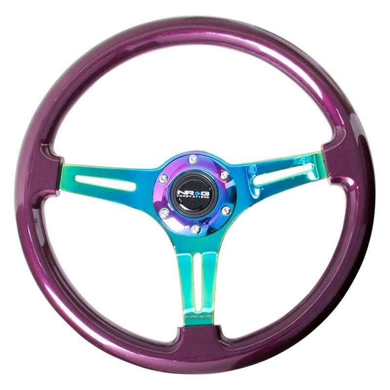 NRG Classic Wood Grain Wheel, 350mm 3 Neochrome spokes, purple pearl paint - ST-015MC-PP