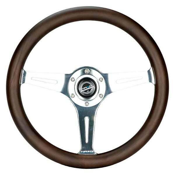 NRG Classic Wood Grain Wheel - 350mm 3 Chrome Silver spokes, Oak color wood - ST-015SL-OAK