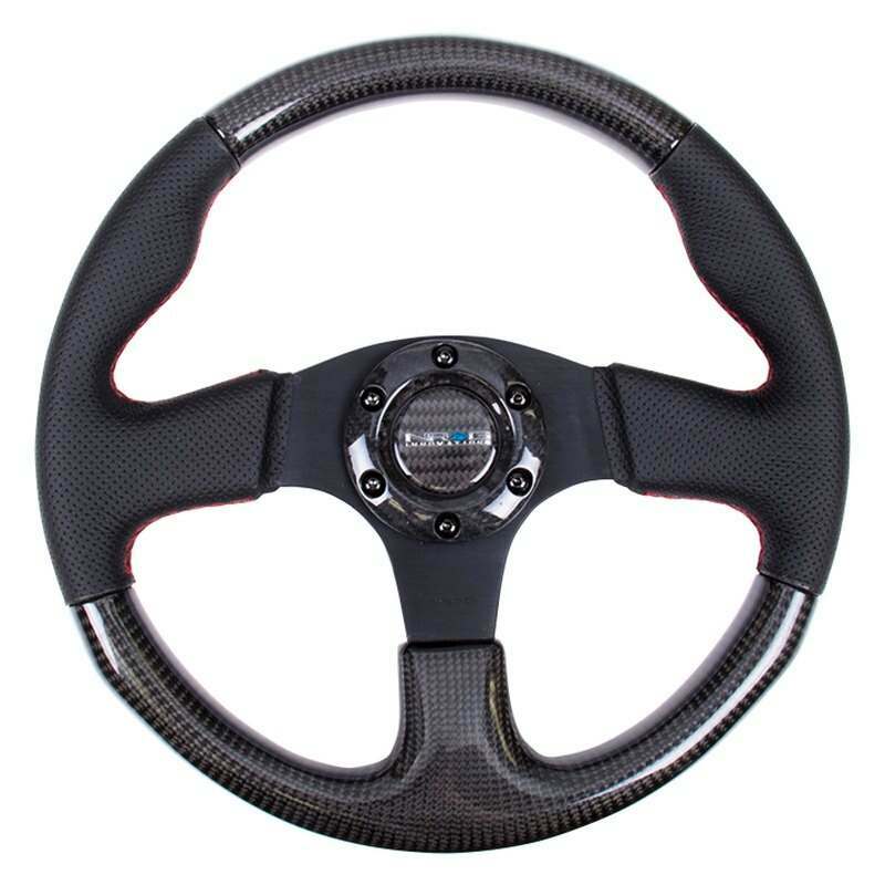 NRG CARBON FIBER STEERING WHEEL 315mm w/ RED STITCHING - ST-310CFRS