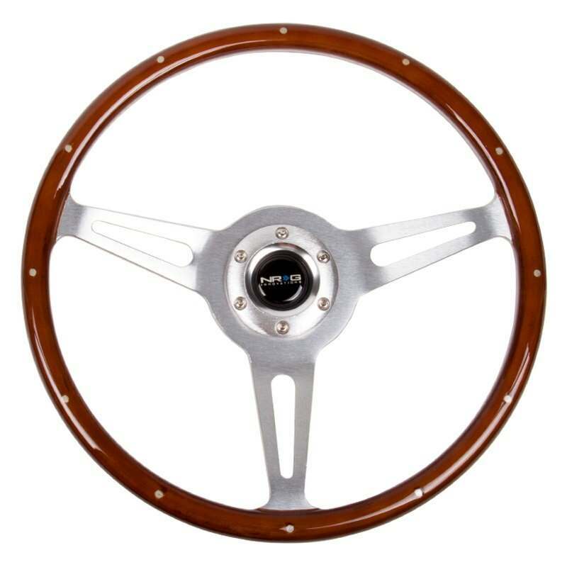 NRG Classic Wood Grain Wheel, Brush aluminum 3 spoke 365mm with metal insert. - ST-380SL