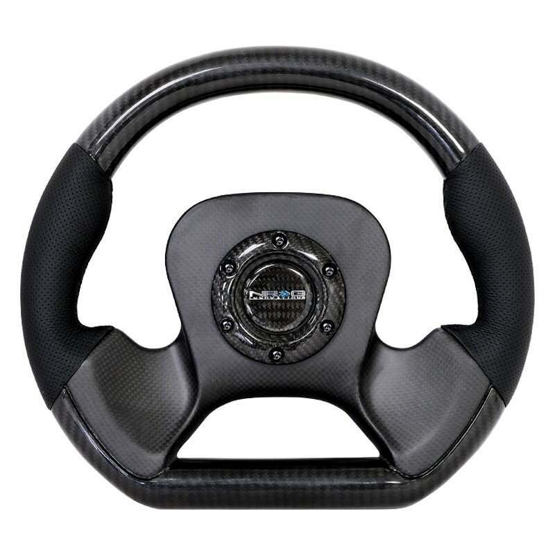 NRG CARBON FIBER STEERING WHEEL with leather accent 320mm CF CENTER PLATE two tone carbon - ST-X10CF