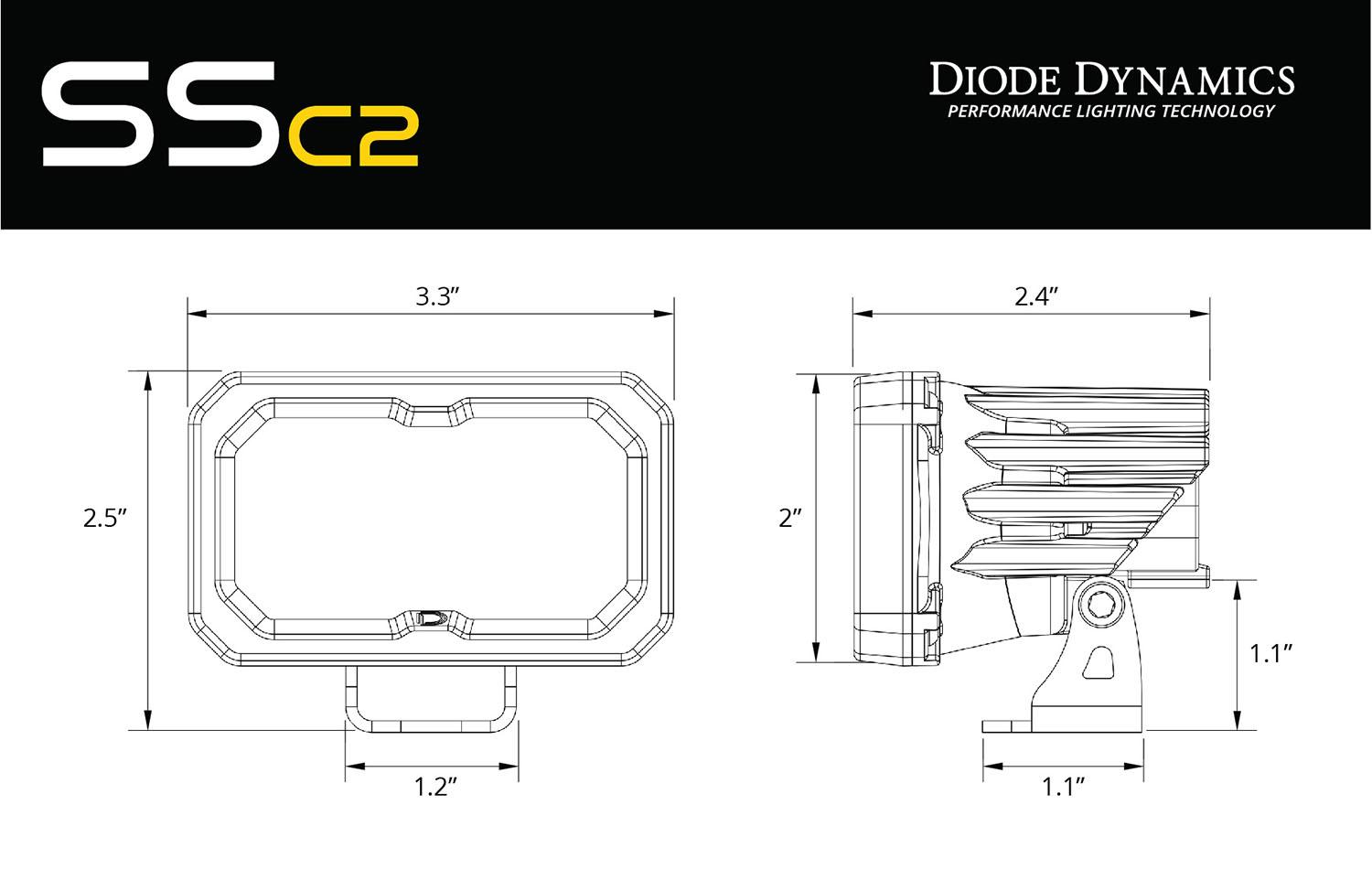 Diode Dynamics Stage Series 1.75 Inch Roll Bar Chase Light Kit, SSC2 Pro Yellow (Pair) - DD7737