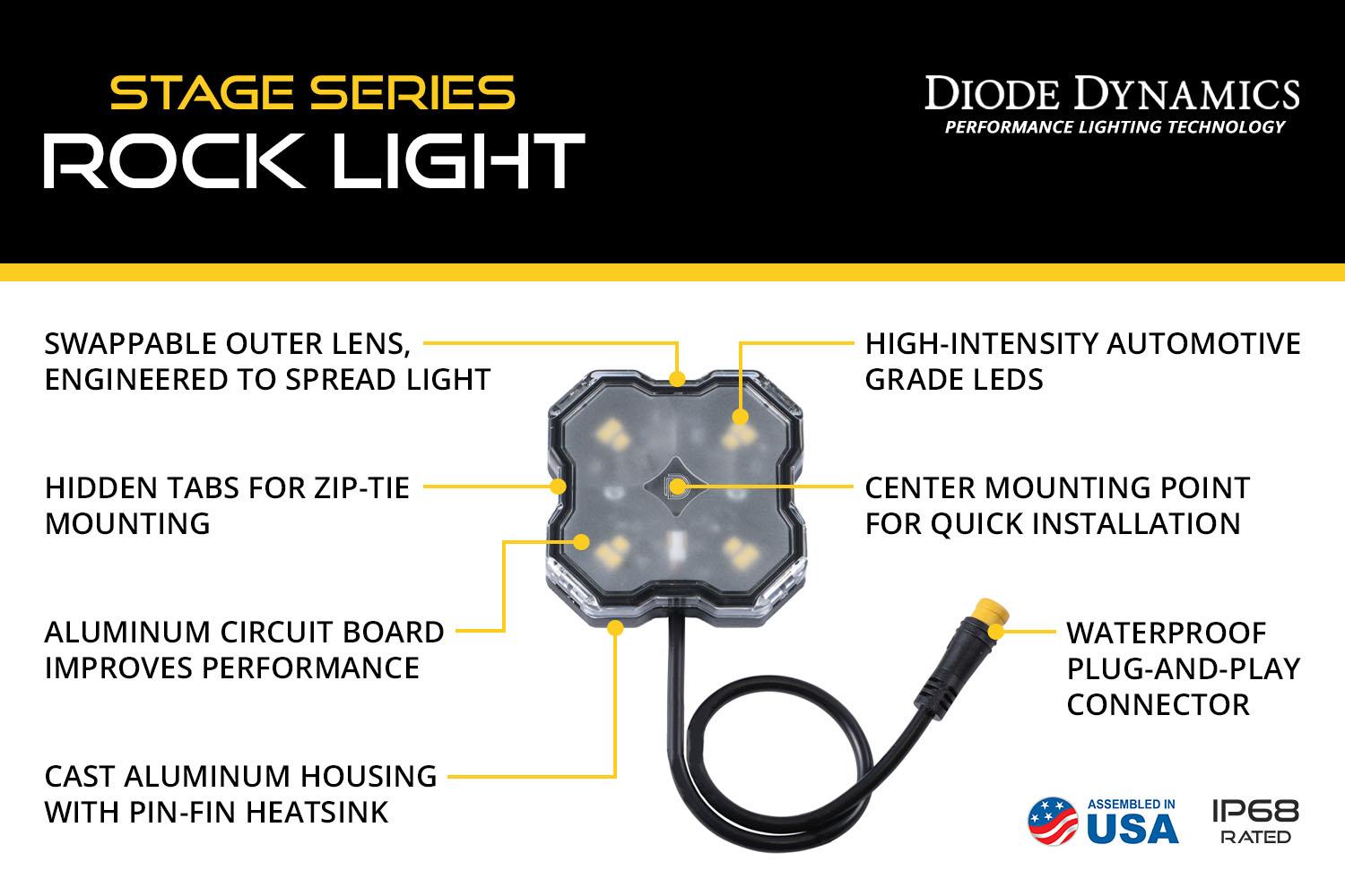 Diode Dynamics RGBW Rock Light Installer Kit w/Controller (12-pack) - DD7748C