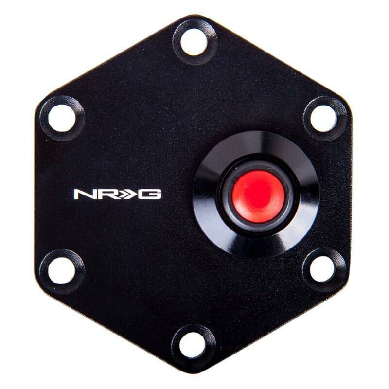 NRG Hexagnal Style Black Ring W/ Horn Button - STR-600BK