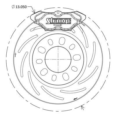 Strange Engineering Rear brake kit /A1031 or A1031Z elim kit /2 pc rotor /soft pads - B1717WC2