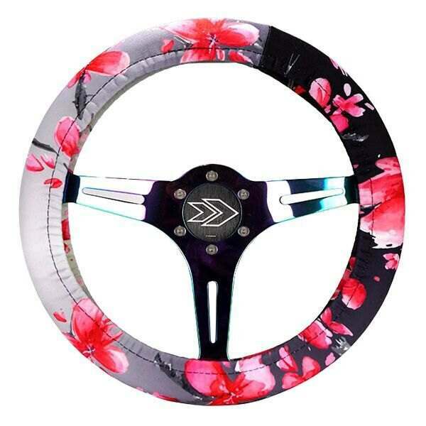 NRG Steering Wheel Cover, Sakura stretch polyester with PrismaTag - SWC-001SAKURA