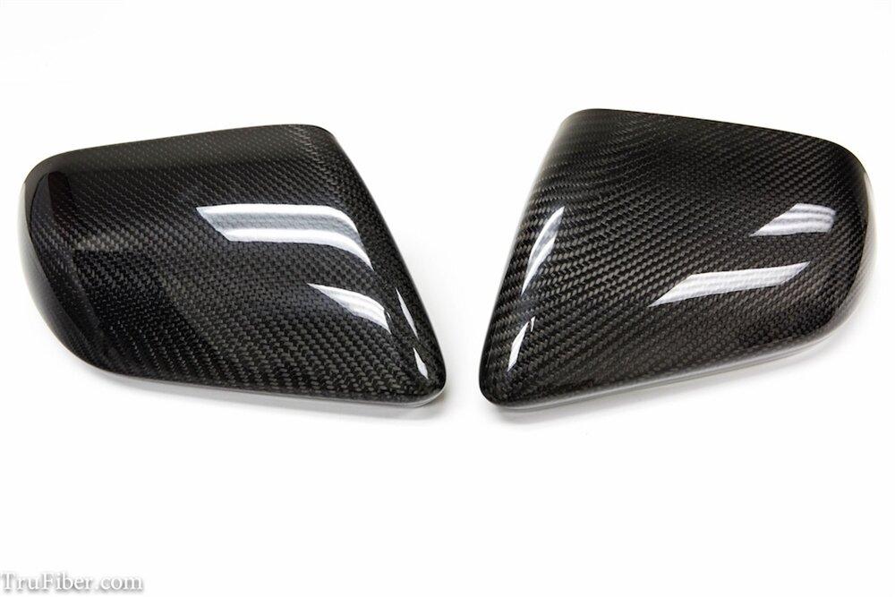 TruCarbon 2015-2024 S550 / S650 Mustang Carbon Fiber LG242 Mirror Covers (NO Turn Signal Light Cut-out)