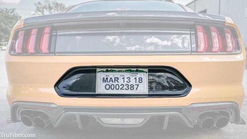 TruCarbon TC10027-LG388 2018+ Mustang Carbon Fiber LG388 Rear License Plate Surround (GT / Ecoboost))