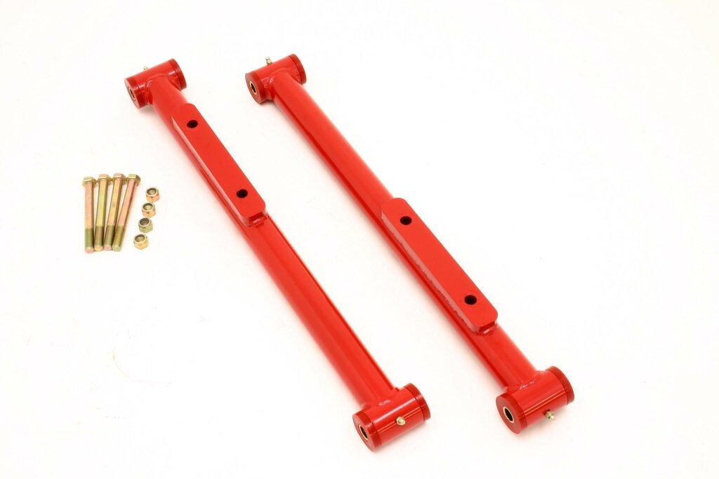 BMR TCA009R 1991-1996 B-Body Lower Control Arms, DOM, Non-adjustable, Polyurethane Bushings, Standard Length (Red)