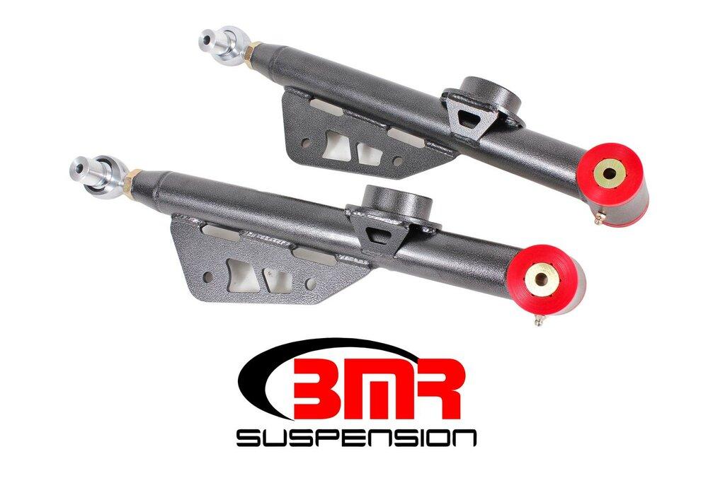 BMR TCA049H 1979-1998 SN95 Mustang Lower Control Arms, DOM, Single Adj, Poly/rod End (Black Hammertone)