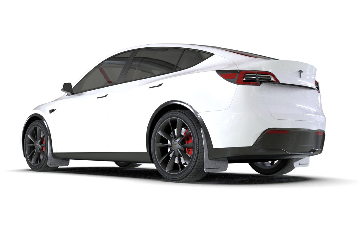 Rally Armor 2020-2021 Tesla Model Y UR Mudflaps White with Black logo