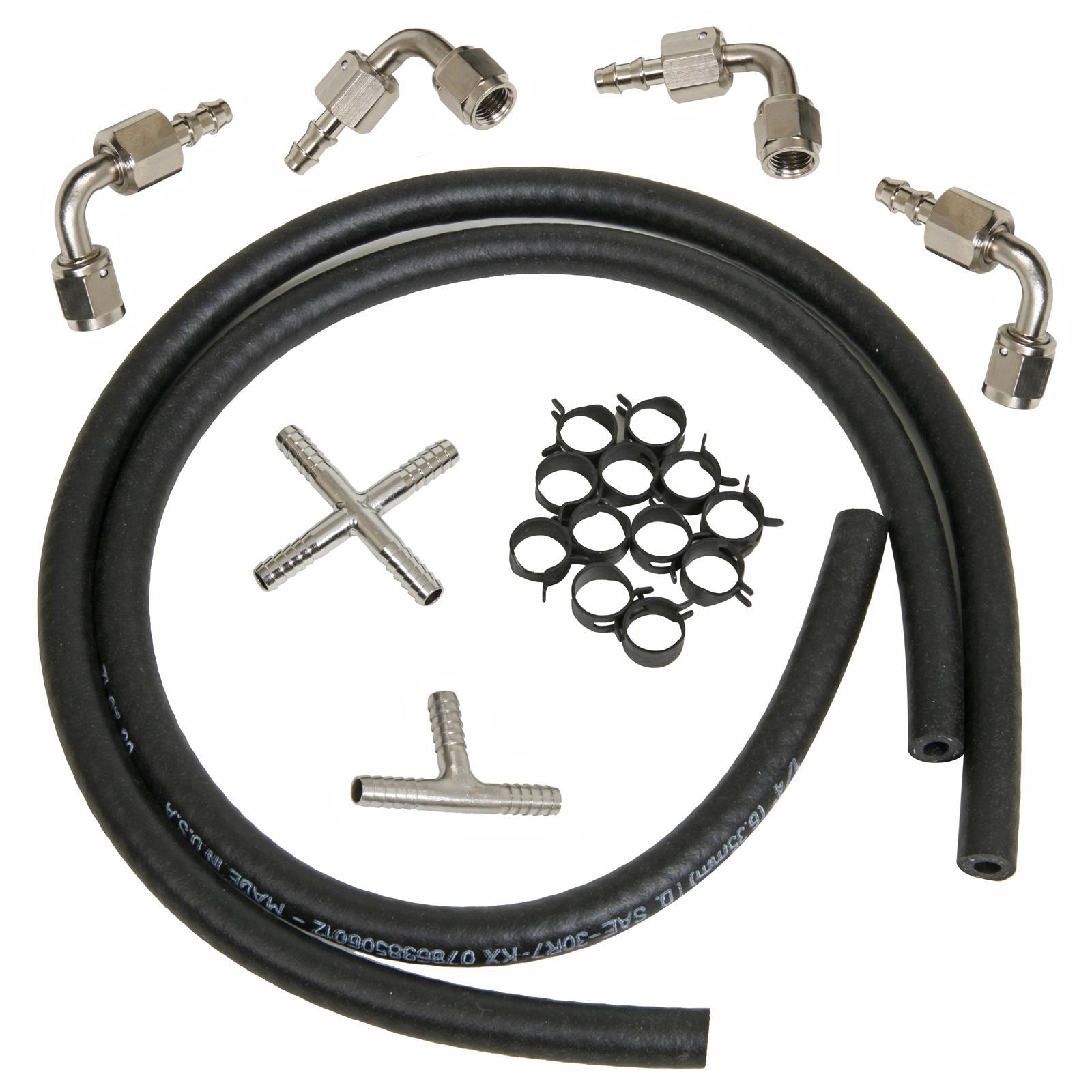 Trick Flow Engine Steam Line Plumbing Kit, 4-Corner, Stainless Steel, Natural, Chevy, Small Block LS, Kit - TFS-3060062P