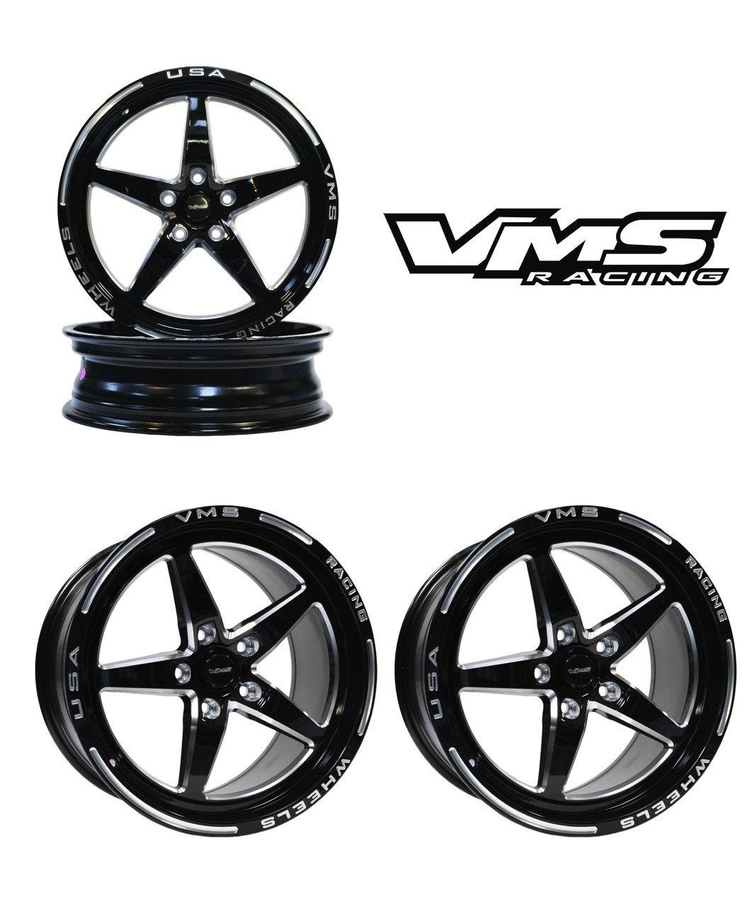 VMS Racing V-Star Drag Pack (Front & Rear) - 17x10, 30 Offset & 18x5 (-30 Offset), 5x115 Bolt (2006-2020 Charger, Challenger, Demon, SRT 392, Hellcat)