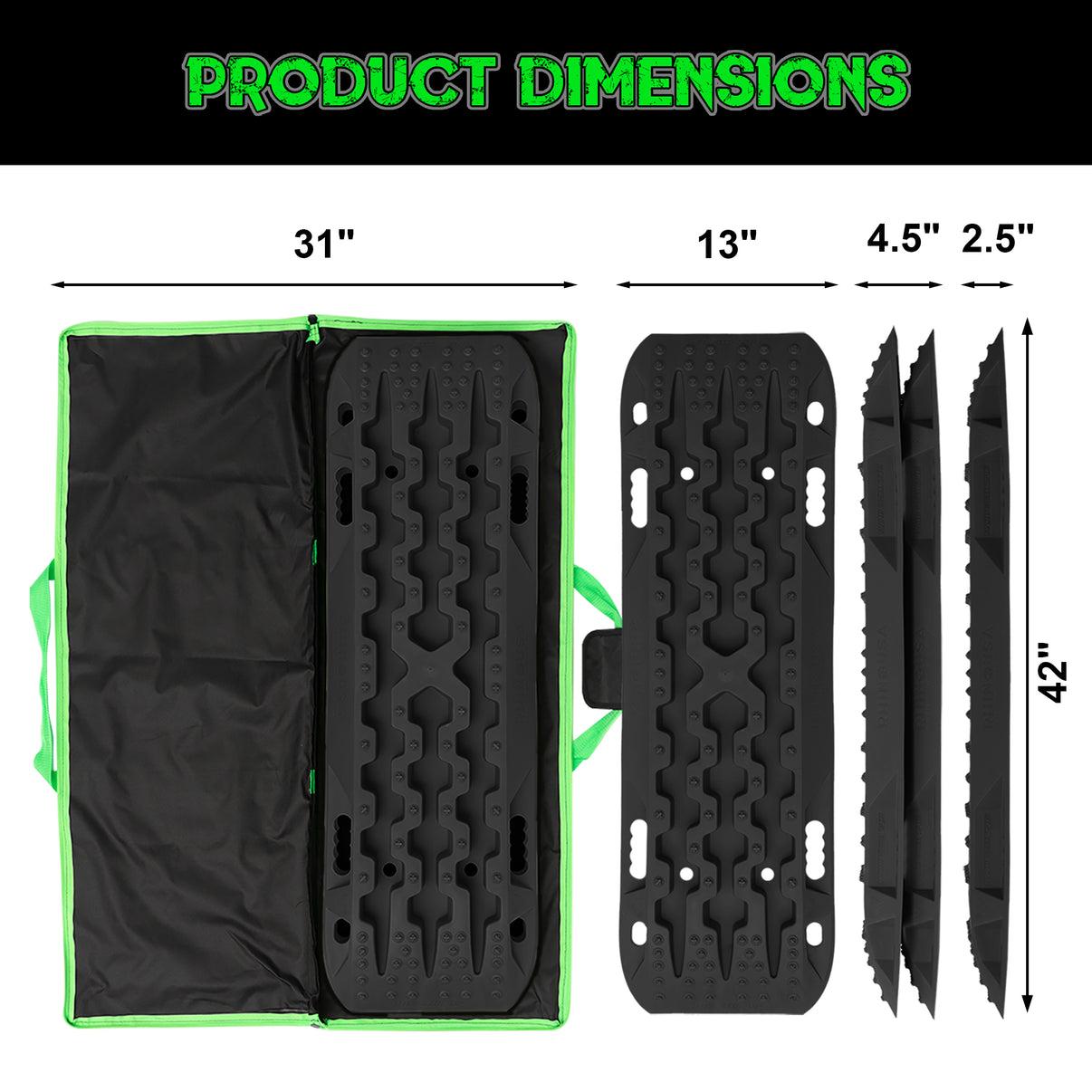 Rhino USA Rhino Usa Recovery Traction Boards - Black (Pair) - TRACBOARDS-BLK