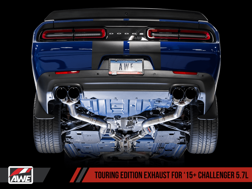 AWE Track Edition Exhaust - Diamond Black Quad Tips (2015-2020 Dodge Challenger 5.7L) - 3015-43152