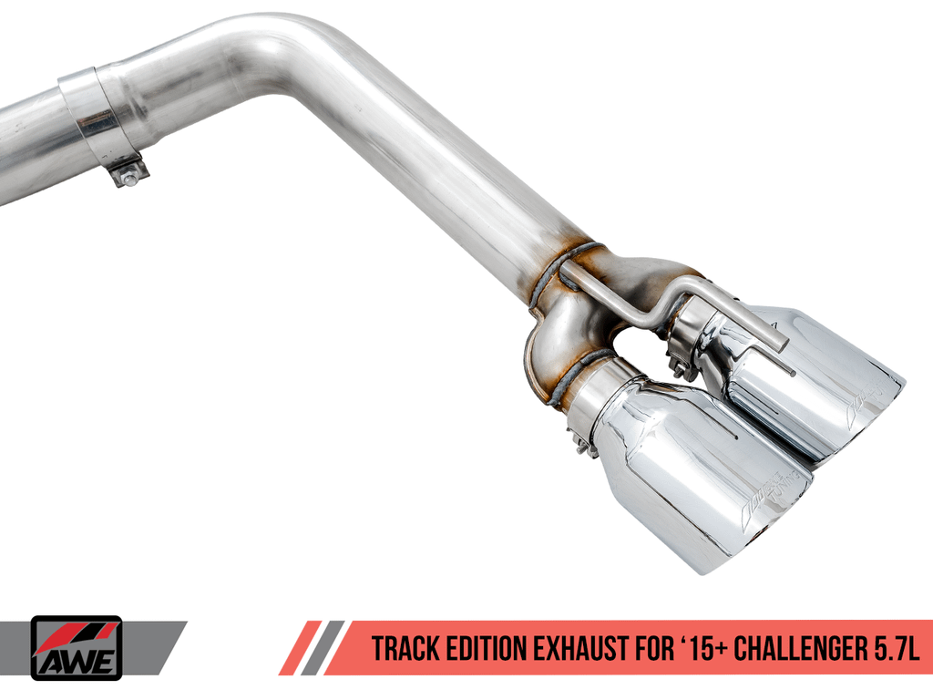 AWE Track Edition Exhaust - Diamond Black Quad Tips (2015-2020 Dodge Challenger 5.7L) - 3015-43152