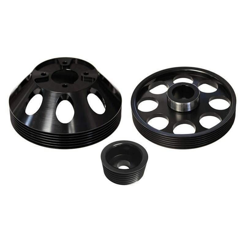 Torque Solution Lightweight Water Pump, Crank and Alternator Pulley Combo (Black): Hyundai Genesis Coupe 3.8 2010+ - TS-GEN-006B