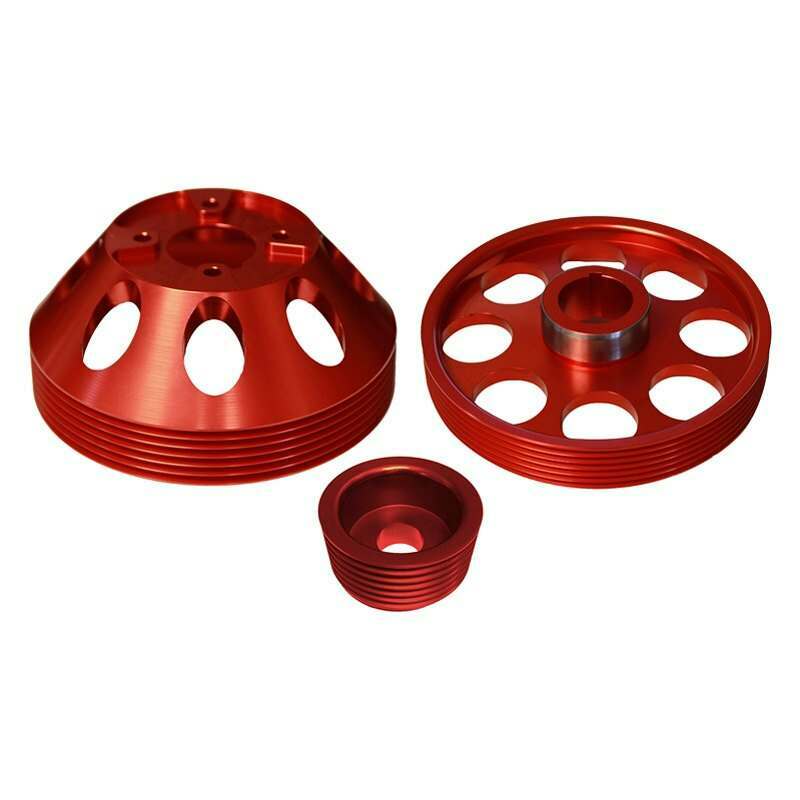 Torque Solution Lightweight Water Pump, Crank and Alternator Pulley Combo (Red): Hyundai Genesis Coupe 3.8 2010+ - TS-GEN-006R