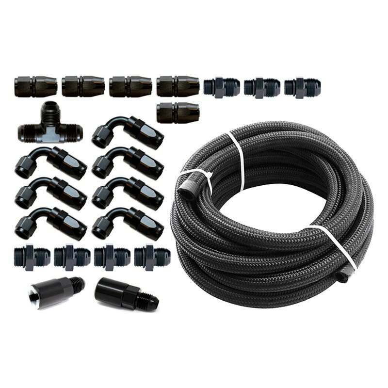 Torque Solution Braided Fuel Line Kit for -6 Aeromotive FPR: Subaru WRX 02-14, STI 07-21, LGT 07-12, FXT 06-13 - TS-SU-6FLK-AM