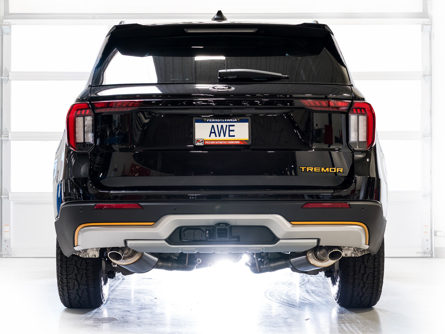 AWE Tuning  Dual Rear Exit Exhaust w/ Bash Guard (2021+ Ford Explorer Tremor 3.0TT) - 3015-28625