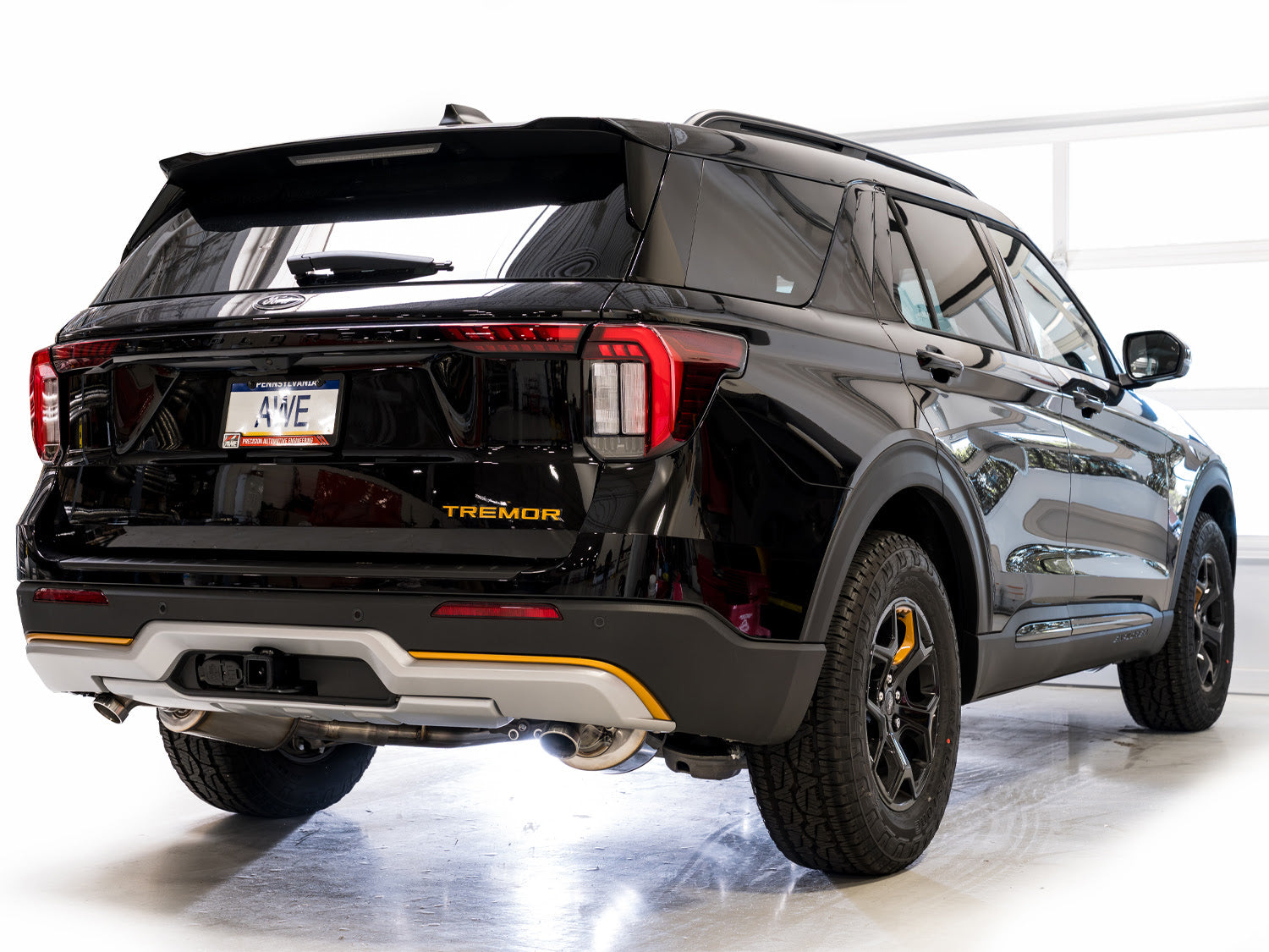 AWE Tuning  Dual Rear Exit Exhaust w/ Bash Guard (2021+ Ford Explorer Tremor 3.0TT) - 3015-28625