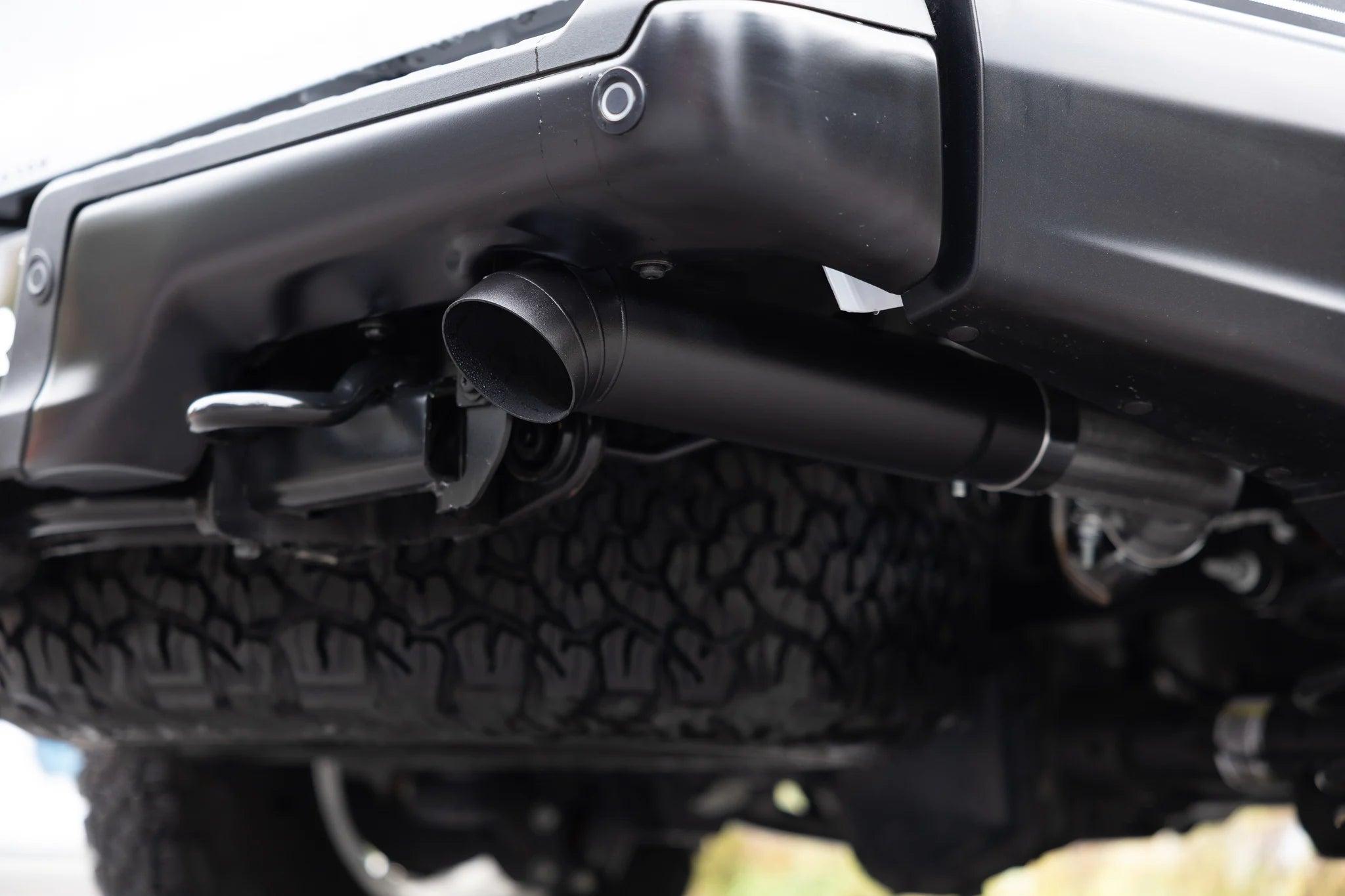 AWE Black-Coated 3" Axle-Back, Dual Rear Exit Turndown Exhaust - (2021-2026 F-150 Raptor 3.5L / 2023 F-150 Raptor R) - S5278BLK
