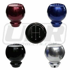 UPR 79-04 Mustang Billet Knob Lrg Flat Top Flare Btm 5spd-Red