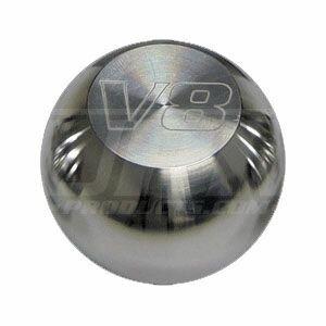 UPR 79-04 Mustang Billet Knob Large Flat Top V8  Logo (Polished)