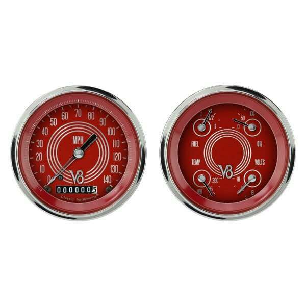 Classic Instruments V8 Red Steelie 2 Gauge Set - V8RS02SHC