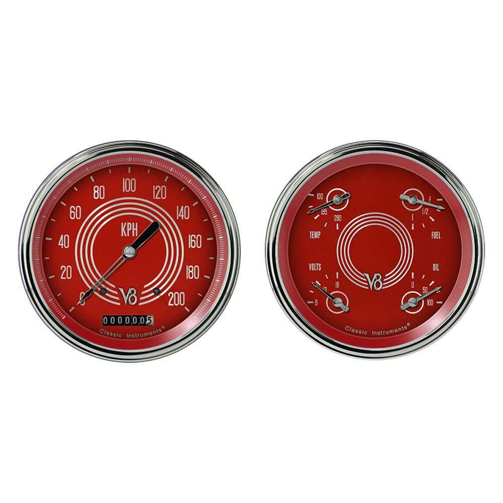 Classic Instruments V8 Red Steelie 2 Gauge Set - V8RS52SLC
