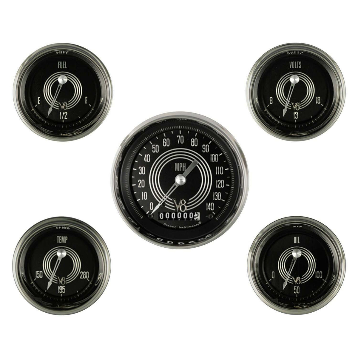 Classic Instruments V8 Speedster Five Gauge Set - V8SR00SHC
