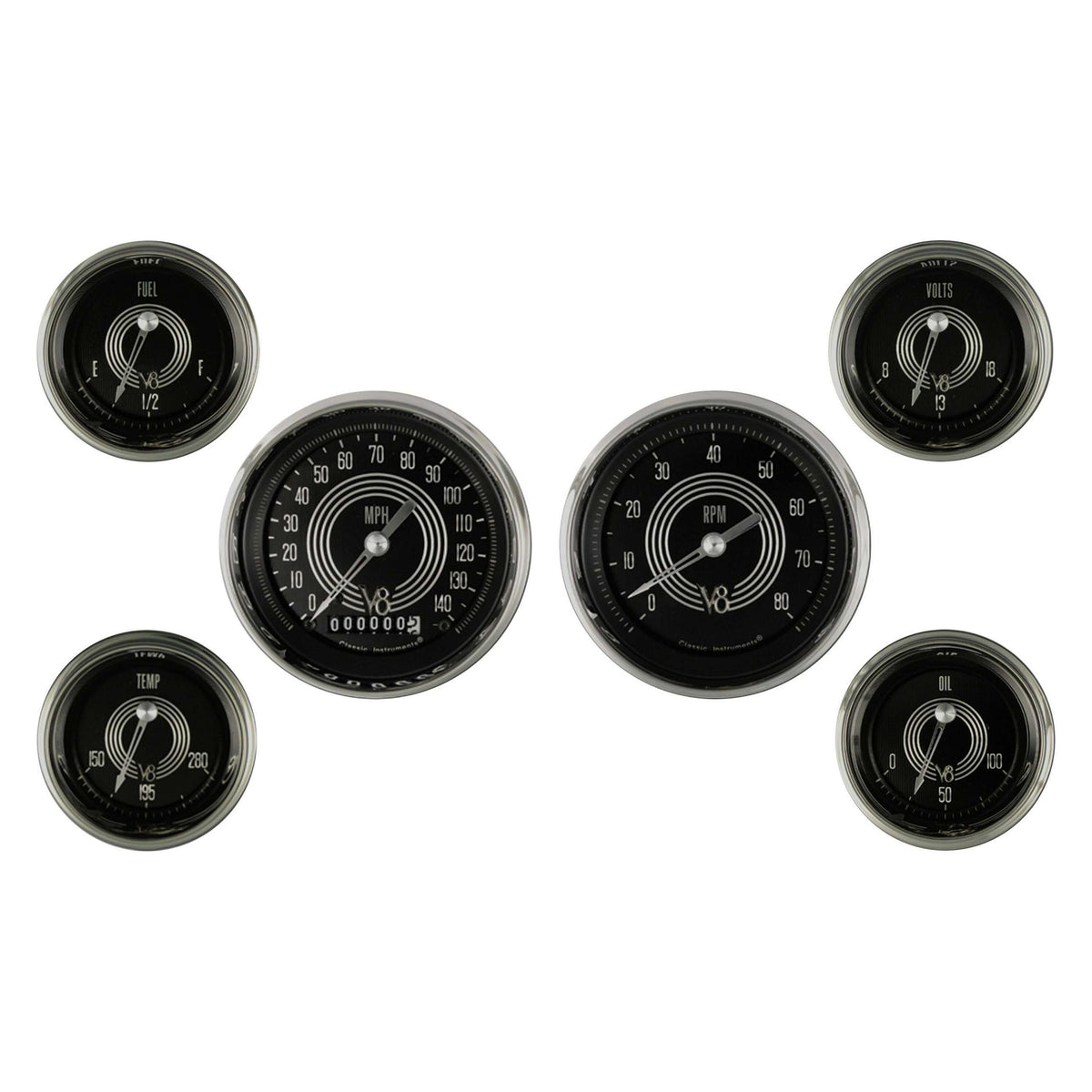 Classic Instruments V8 Speedster Six Gauge Set - V8SR01SHC