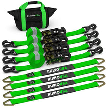 Rhino USA Rhino Usa Heavy Duty Vehicle Tie Down Kit- Green - 2IN-HDKIT-GRN