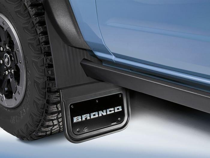 Ford Splash Guards - Gatorback, Front Pair for Bronco w/Rock Rails, Bronco Text Logo - VM2DZ-16A550-A