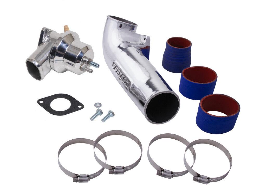 Vortech 1986-1993 5.0L Mustang Discharge Tube Assembly with Maxflow Race Bypass Valve (Polished)