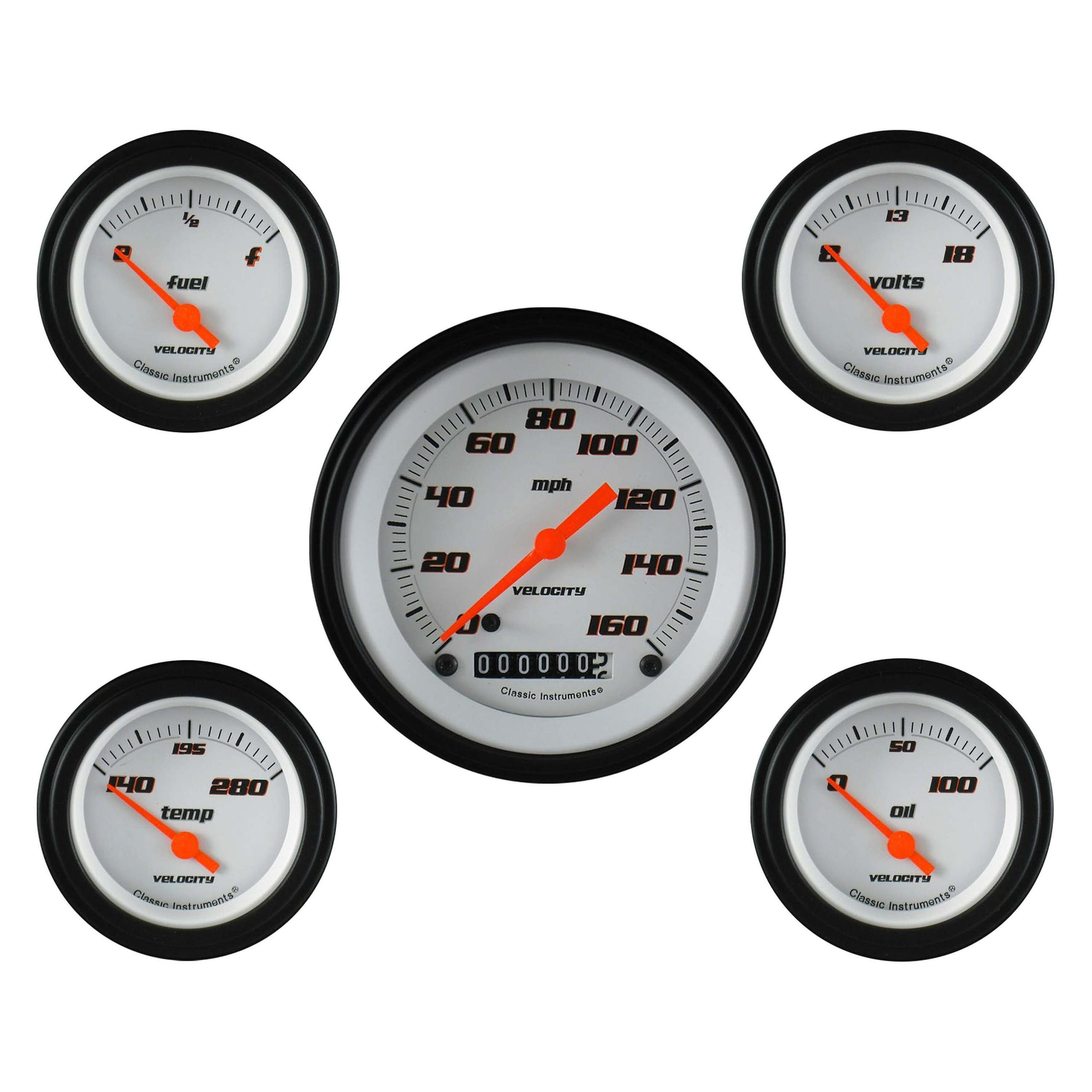 Classic Instruments Velocity White Five Gauge Set - VS00WBLF