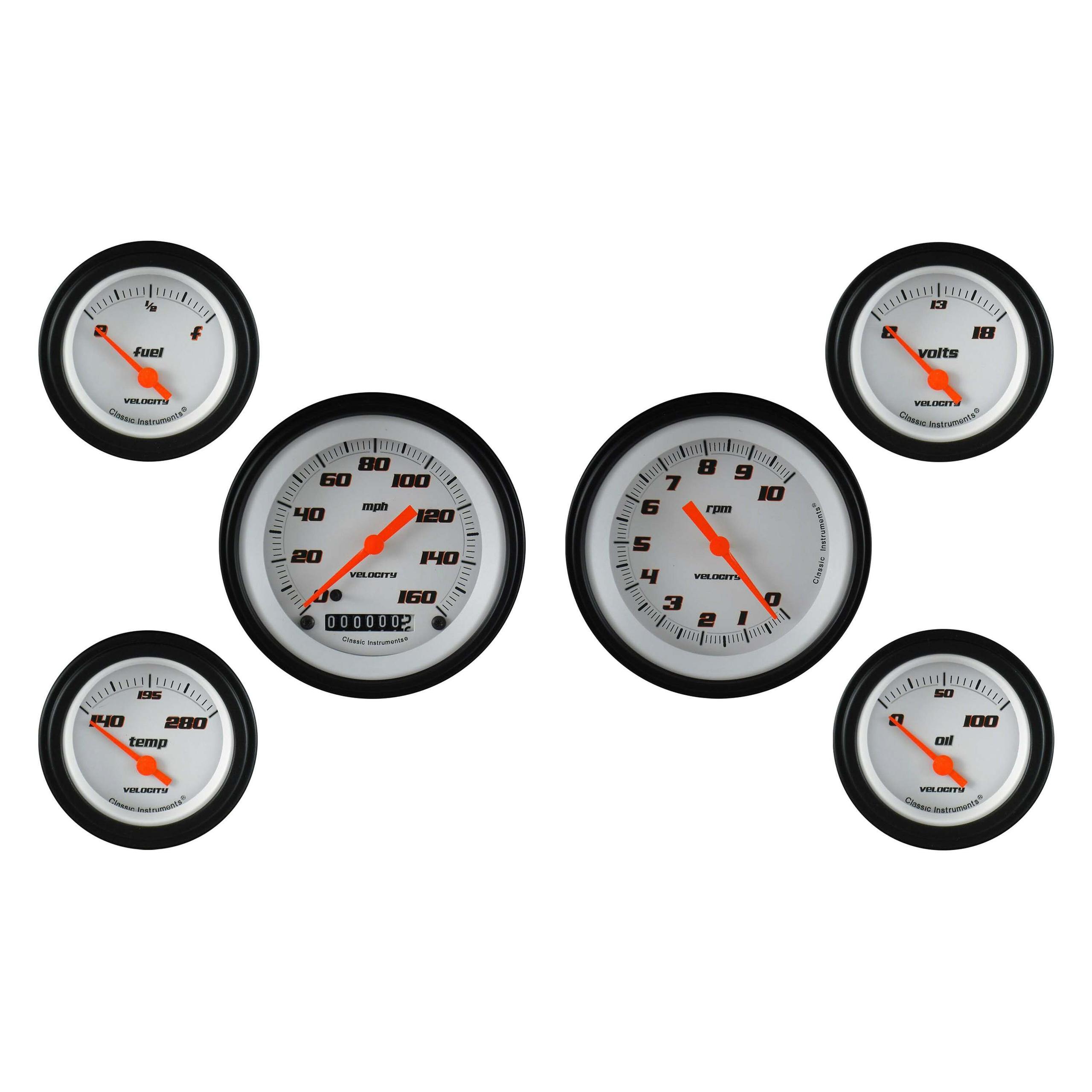Classic Instruments Velocity White Six Gauge Set - VS01WBLF