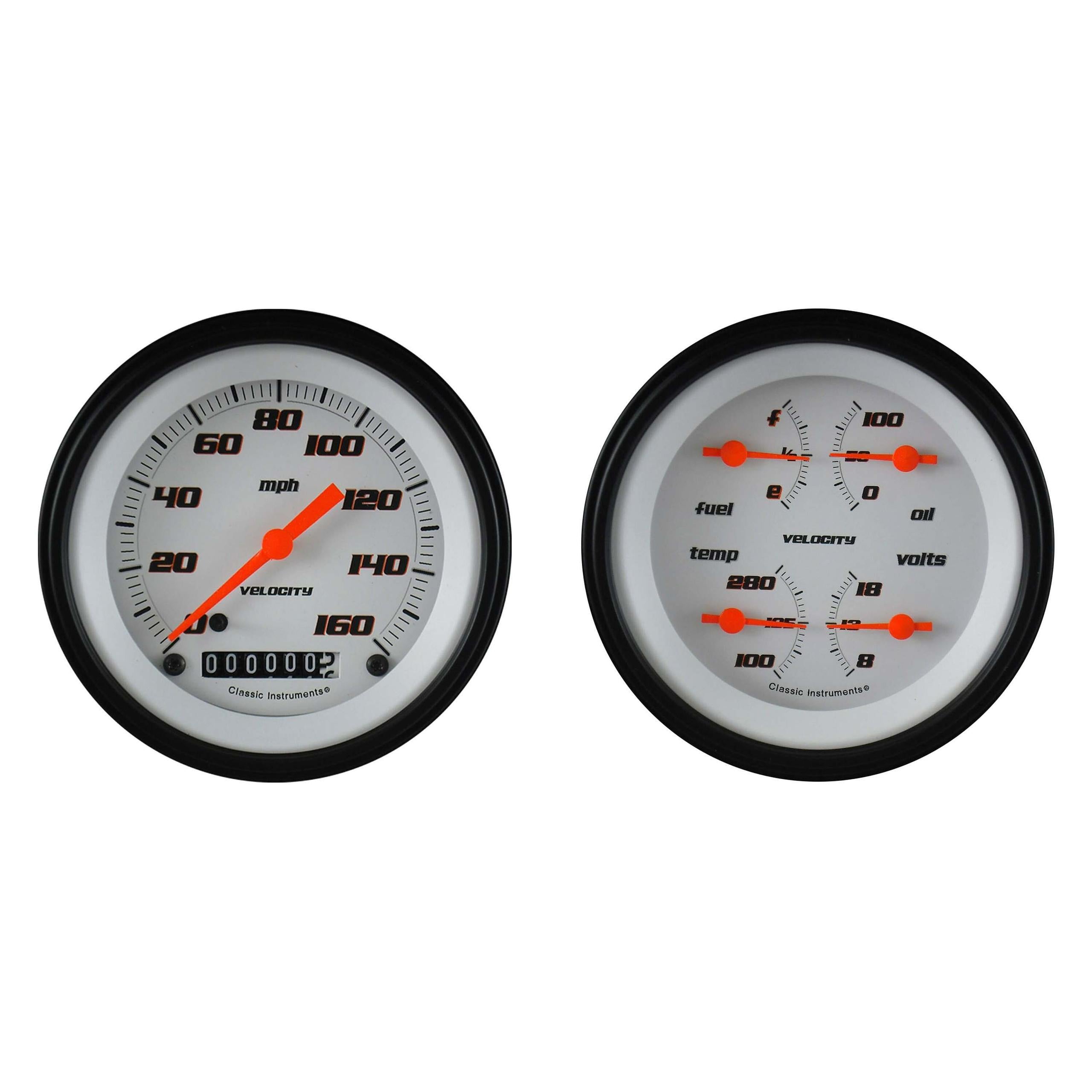Classic Instruments Velocity White Two Gauge Set - VS02WBLF