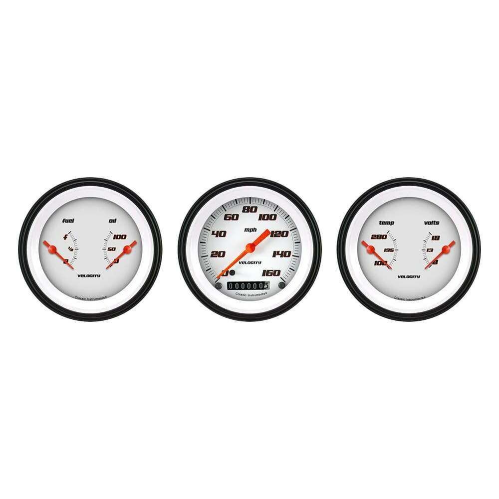 Classic Instruments Velocity White Three Gauge Set - VS04WBLF