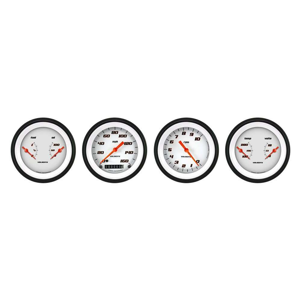 Classic Instruments Velocity White Four Gauge Set - VS05WBLF