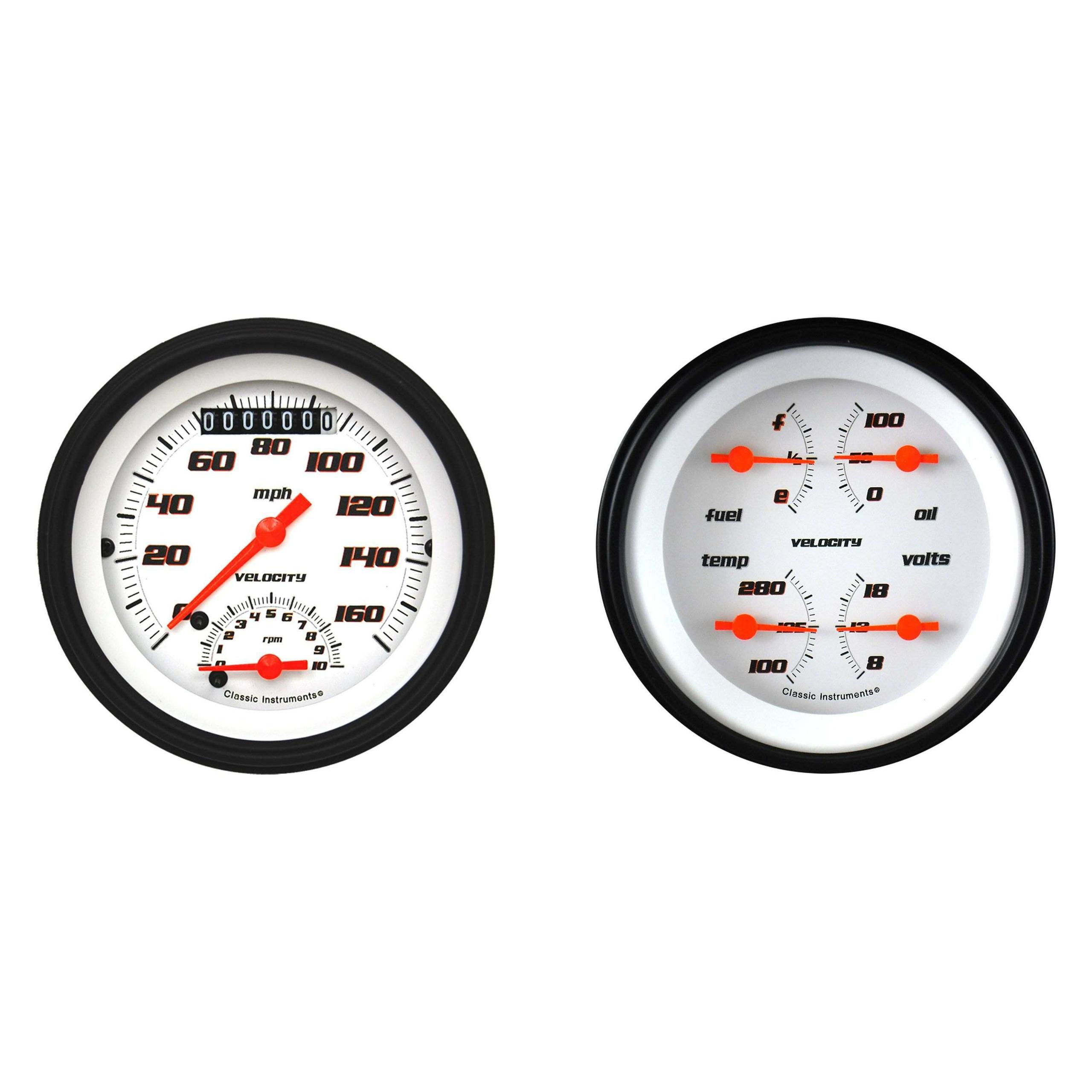 Classic Instruments Velocity White Two Gauge Set - VS32WBLF