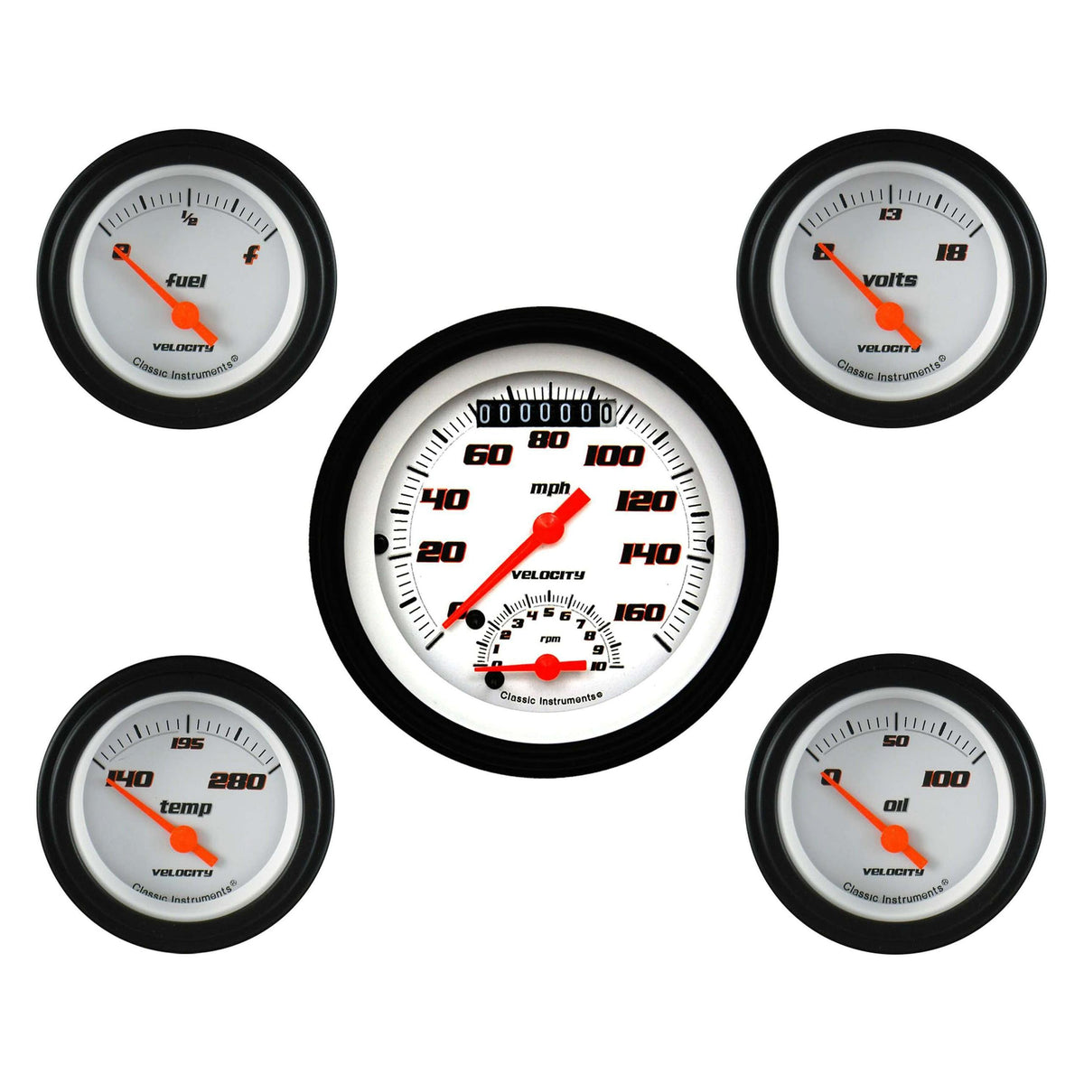 Classic Instruments Velocity White Five Gauge Set - VS35WBLF