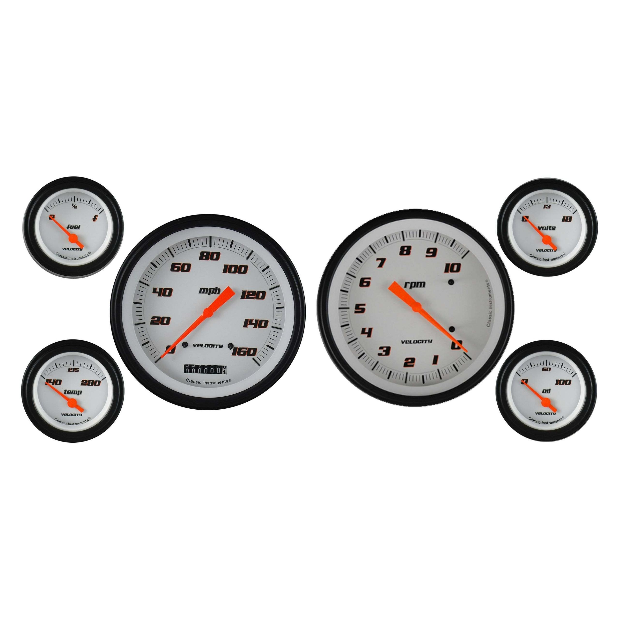 Classic Instruments Velocity White Six Gauge Set - VS51WBLF